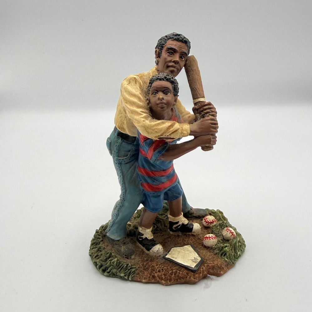 VTG‎ Father & Son Coach Baseball Small 5' Ceramic Statue Figurine Black American
